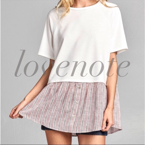 1 M ❤️ Relaxed Short Sleeve Blouse Ruffle Hem Top - Picture 3 of 3